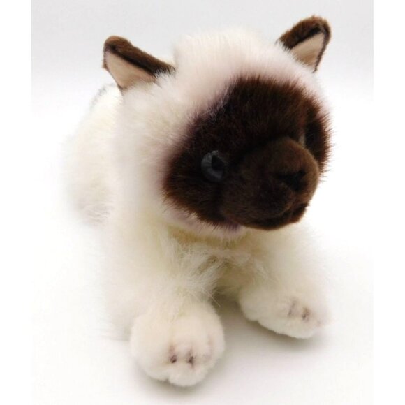 Aurora Plush Birman Cat Kitten Flopsies Bella Blue Eyes Brown Cream 12" - Picture 1 of 7